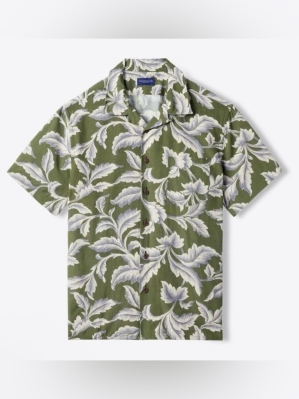 NWT• MONADIC Fatigue Aloha Shirt Small Japanese Fabric Olive Green Camp Collar